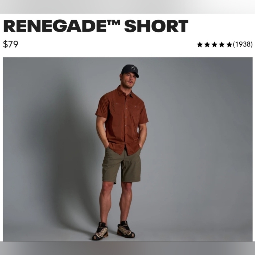 KUHL Dark Gray Renegade Casual Hiking Outdoor Nylon Shorts w/ Pockets Men's 38